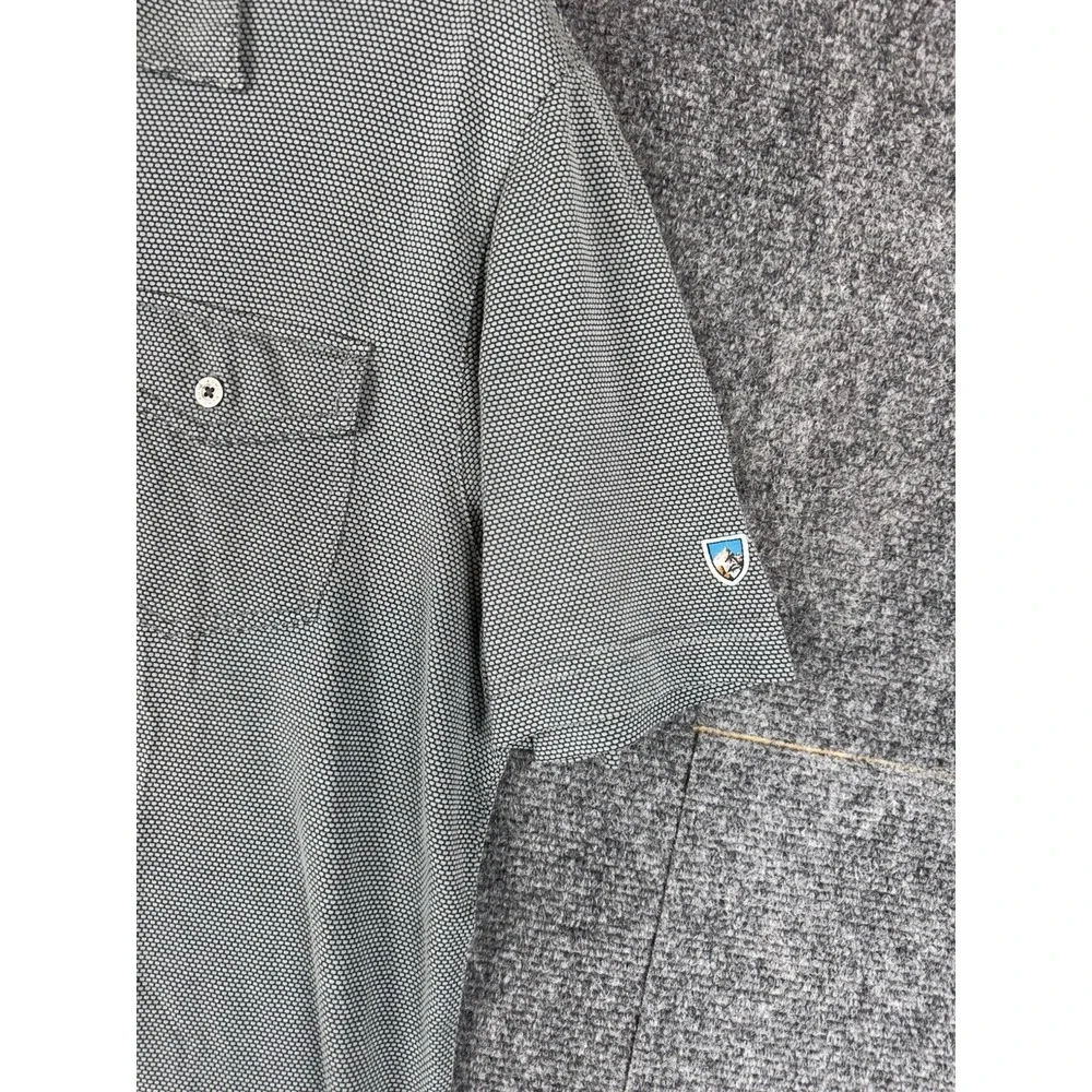 KUHL Icelandr Gray Men's M Short Sleeve Pocket Polo Outdoor Hiking Shirt - Picture 3 of 7
